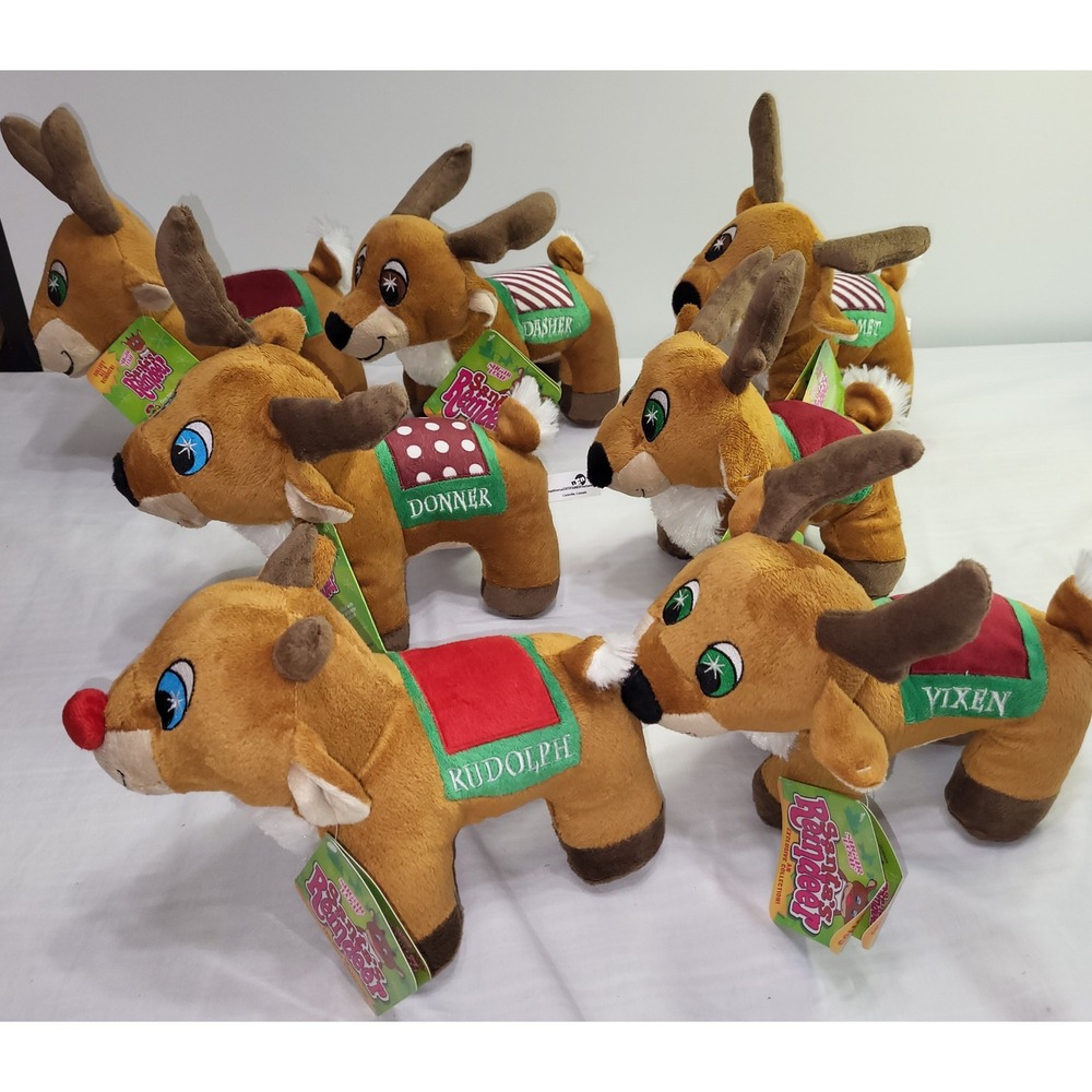 Sugar Loaf Santa's Reindeer Plush Lot of 7 Rudolph Dasher Donner Vixen 2012